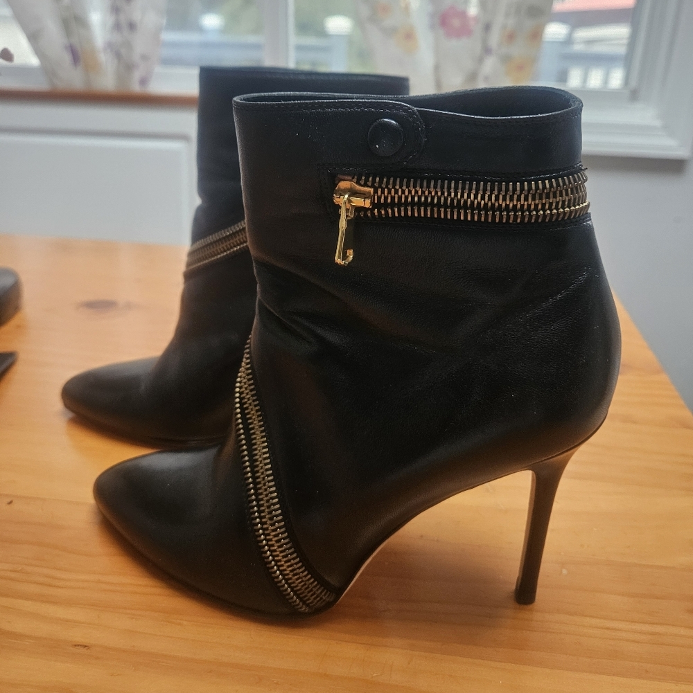 Brian Atwood Black Heeled Boots with Zipper